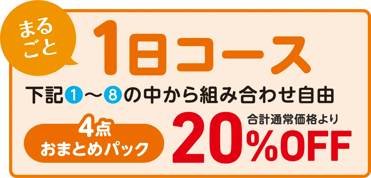 1日コース4点おまとめ20%off