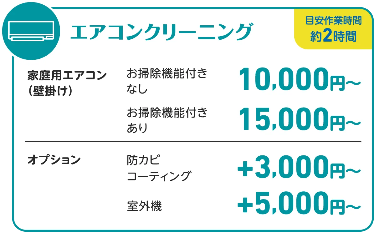 エアコンクリーニングの価格表
